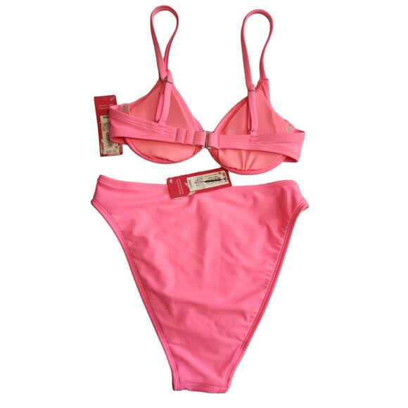 Xhilaration Jrs Pink Underwire + Cheeky High Leg Bikini Set XS 00 NEW - Picture 3 of 10
